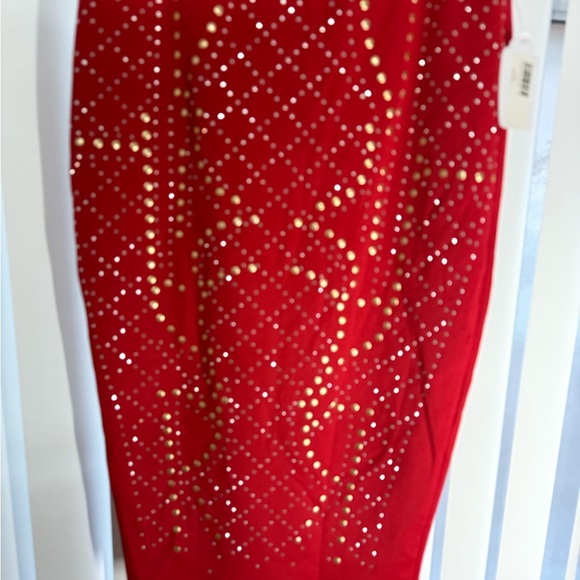Axist Red Maxi Skirt with Gold Accents - Picture 8 of 12